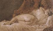Francois Boucher, Reclining female Nude seen from behind